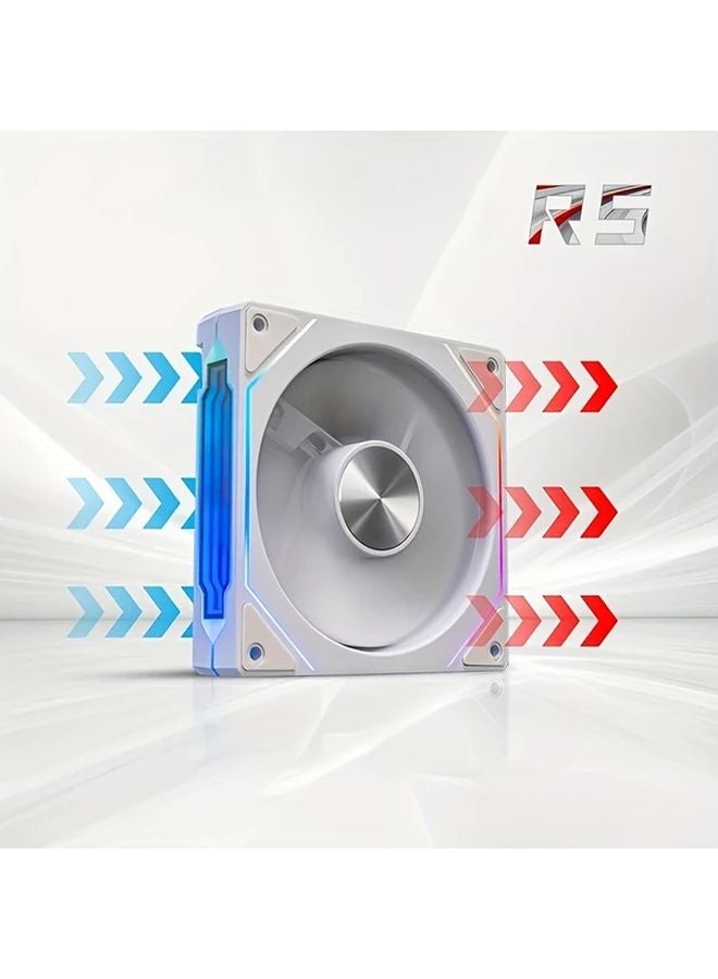 OUYUANSU مروحة علبة كمبيوتر مقاس 120 مم RGB، تدفق هواء عالي، هادئة، ARGB متزامن، أمامية، سوداء - Image 5